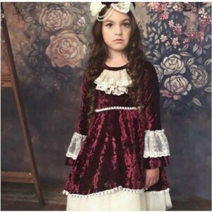 Frilly frocks Charming Velvet and Lace Kids elegant Dress Sz 8